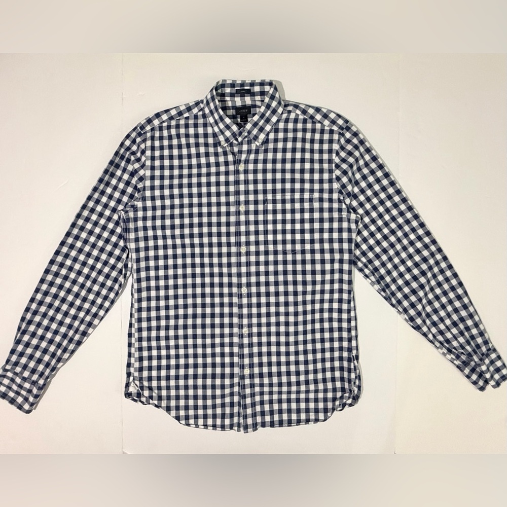 J. Crew Navy and White Plaid Button Down Shirt